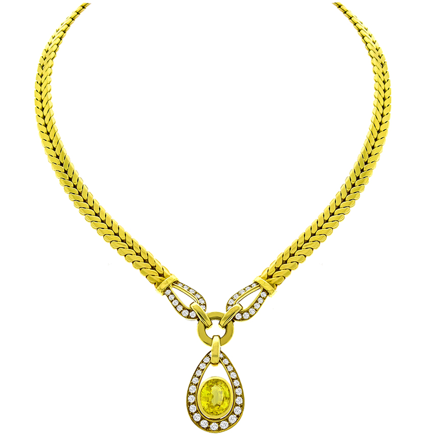 Cartier 6.00ct Sapphire 2.00ct Diamond Gold Necklace 