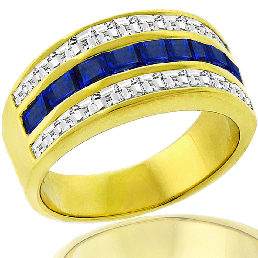 1.30ct Sapphire 1.14ct Diamond Gold Ring