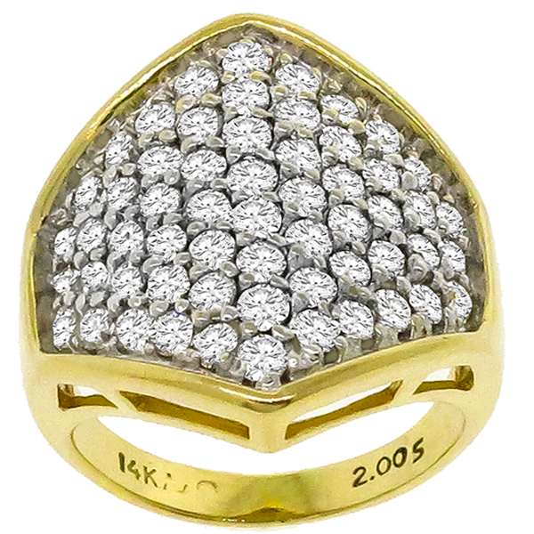 2.00ct Diamond Cluster Gold Ring