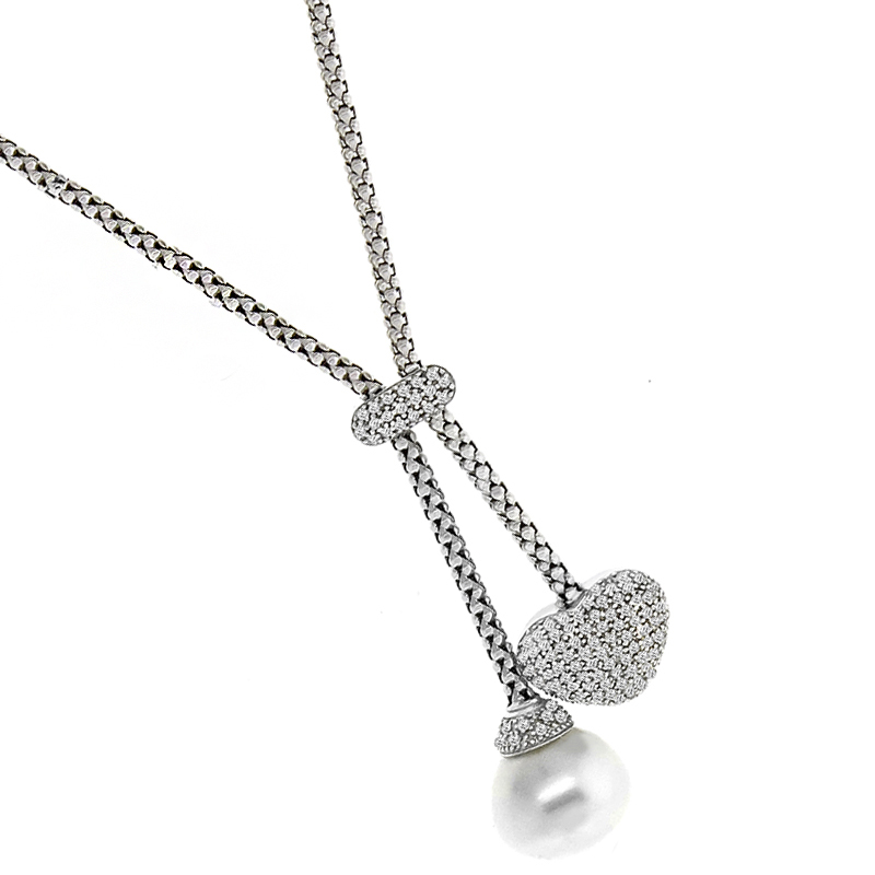 1.30ct Diamond Heart Pearl Necklace