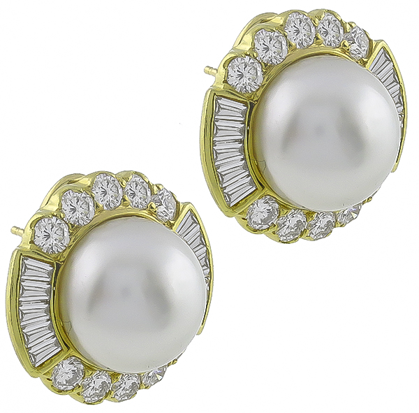 Mabe Pearl 4.00ct Diamond Earrings Photo 1
