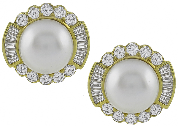 Mabe Pearl 4.00ct Diamond Earrings Photo 1