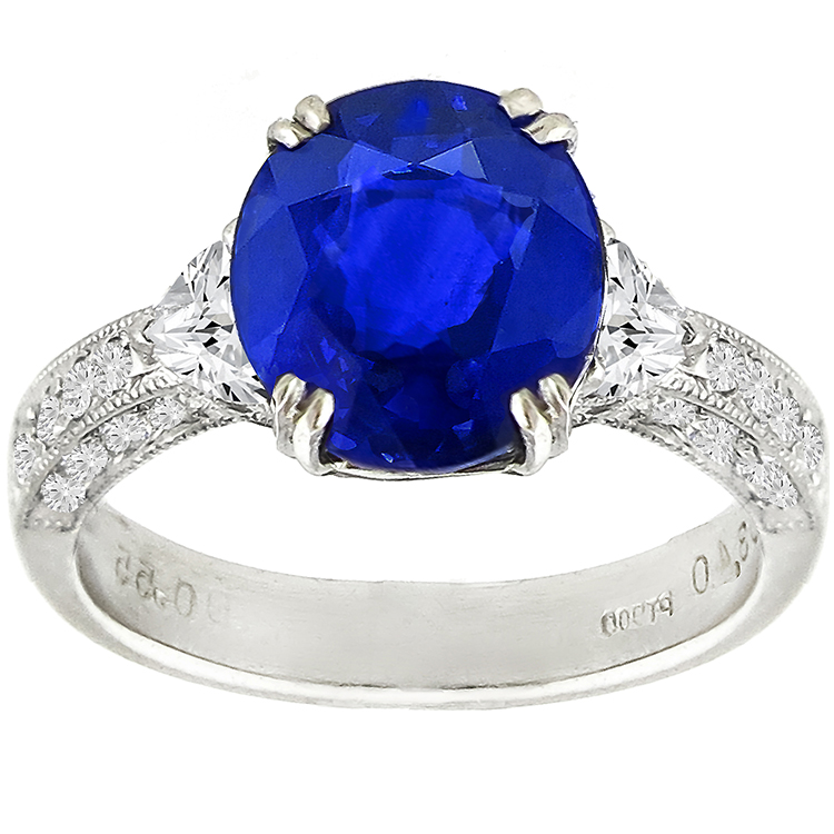 3.12ct Sapphire 0.55ct Diamond Platinum Ring