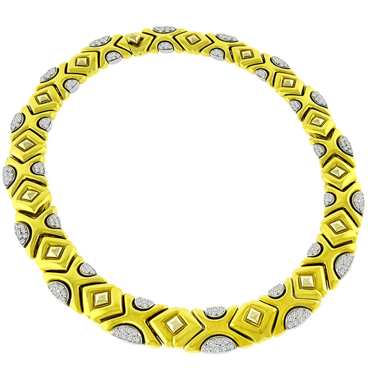 3.20ct Diamond Gold Geometric Necklace 