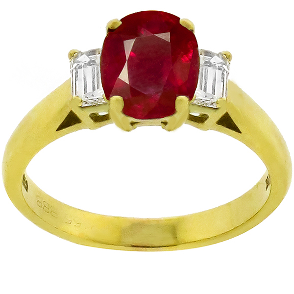 2.65ct Burmese Ruby 0.50ct Diamond Gold Ring 