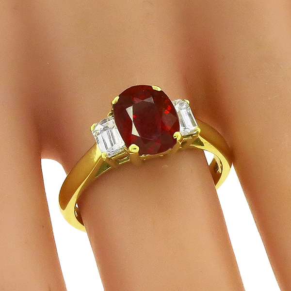 2.65ct Burmese Ruby 0.50ct Diamond Gold Ring 