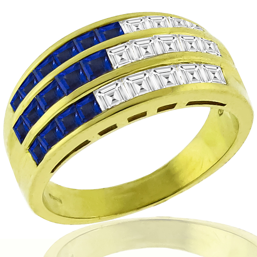 0.75ct Sapphire 0.60ct Diamond Gold Ring