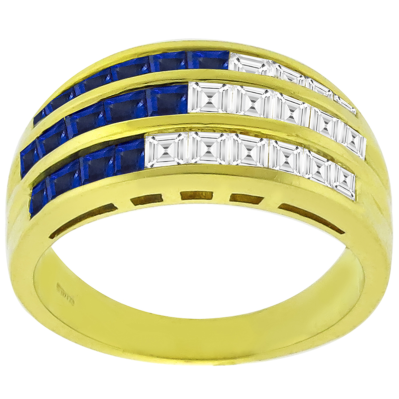 0.75ct Sapphire 0.60ct Diamond Gold Ring