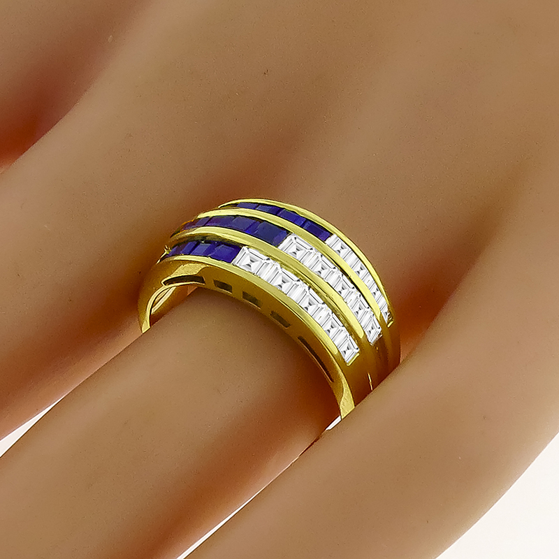 0.75ct Sapphire 0.60ct Diamond Gold Ring
