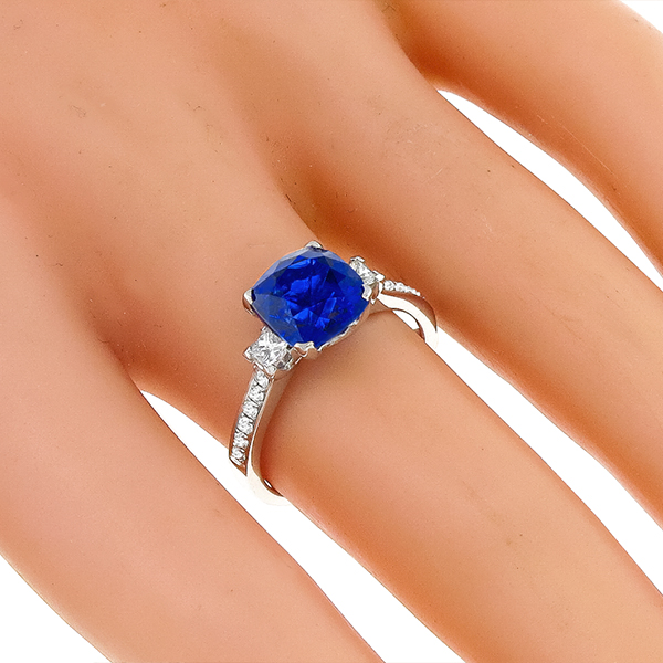 3.27ct Ceylon Sapphire 0.40ct Diamond Gold Ring