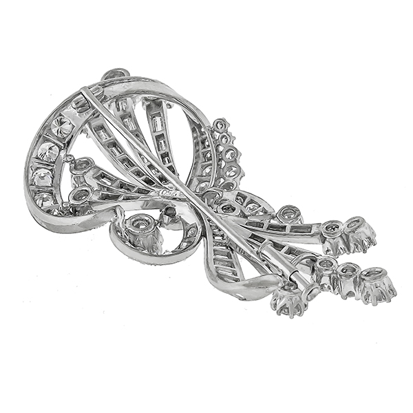 1950s 6.00ct Diamond Gold Floral Pin