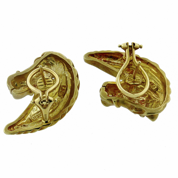 18k yellow gold horse earrings 1