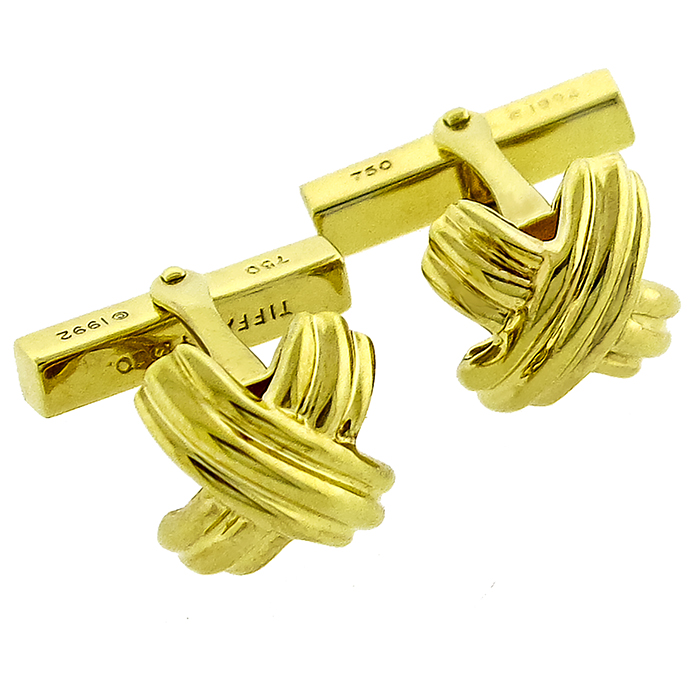 Estate 1992 Schlumberger Tiffany & Co. 18k Yellow Gold Cufflinks