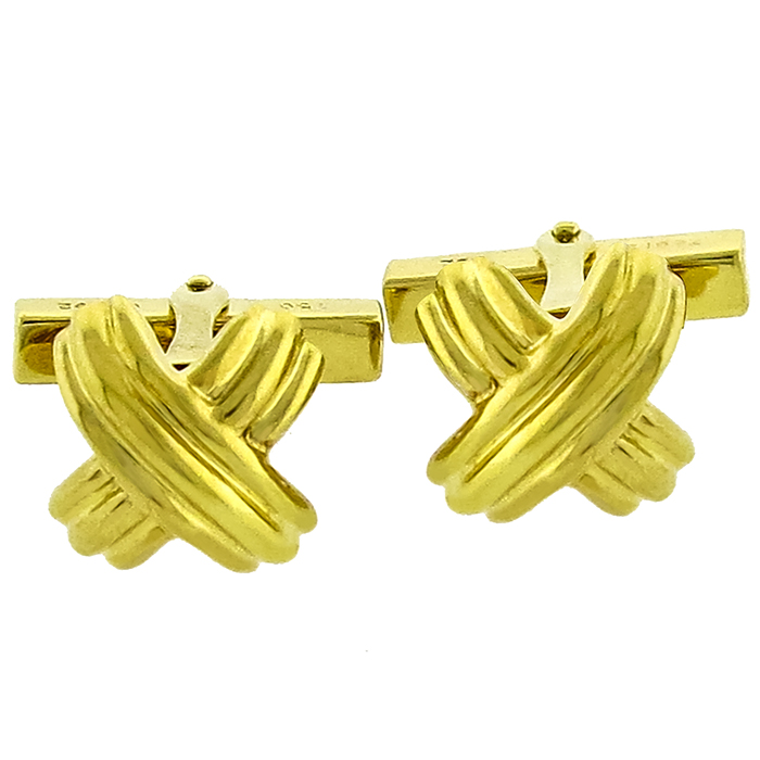 Estate 1992 Schlumberger Tiffany & Co. 18k Yellow Gold Cufflinks