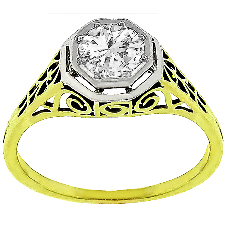 Victorian 0.75ct Diamond  Gold Engagement Ring