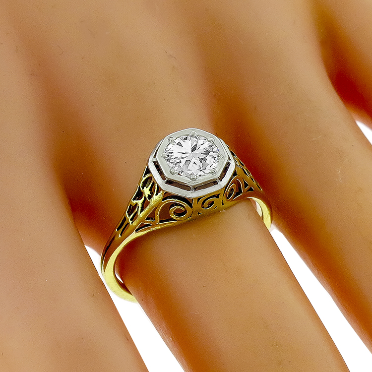 Victorian 0.75ct Diamond  Gold Engagement Ring