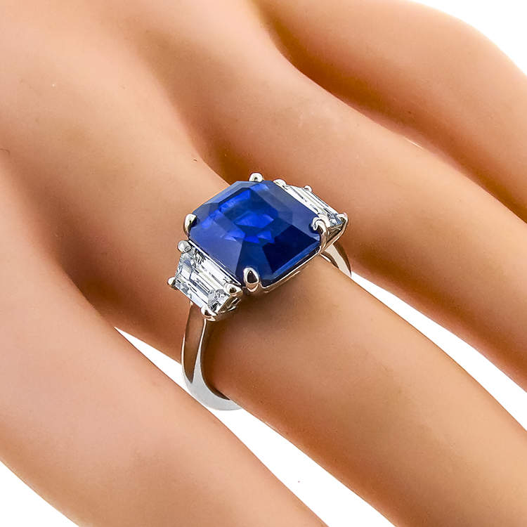 6.69ct Sapphire 1.22ct Diamond Platinum Ring