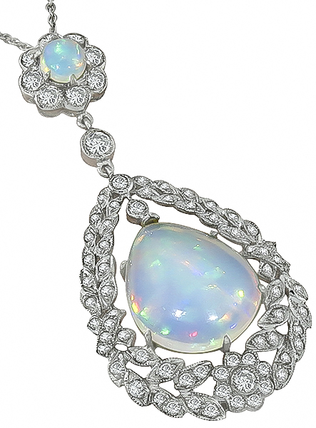 Opal 1.50ct Diamond Gold Pendant Photo 1