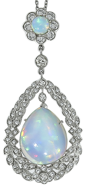 Opal 1.50ct Diamond Gold Pendant Photo 1