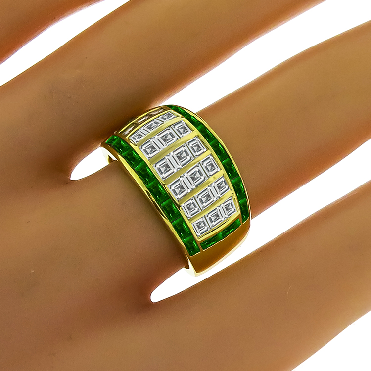 1.68ct Diamond 0.60ct Emerald Gold Ring