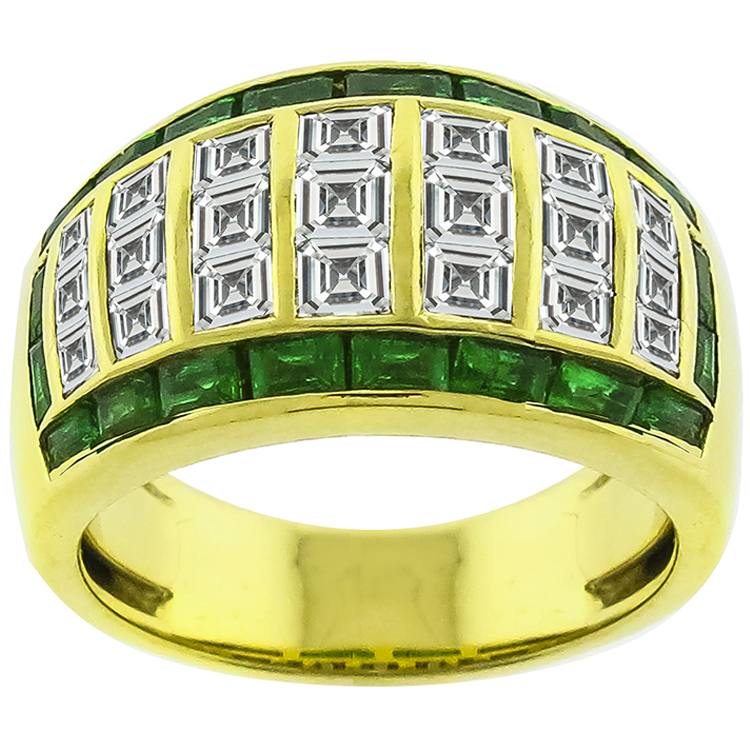 1.68ct Diamond 0.60ct Emerald Gold Ring
