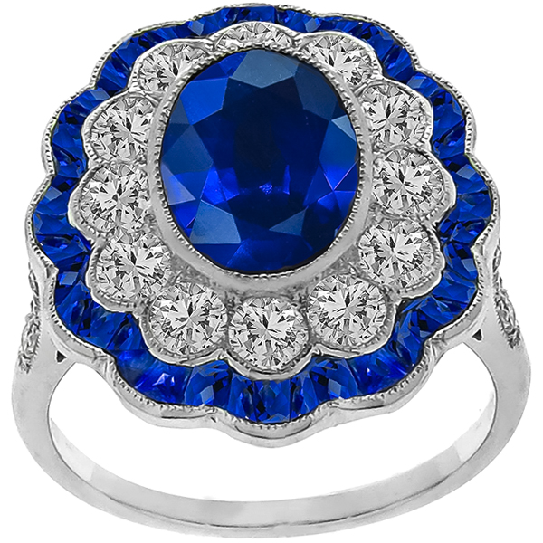 Vintage 1.20ct Sapphire Diamond Gold Ring
