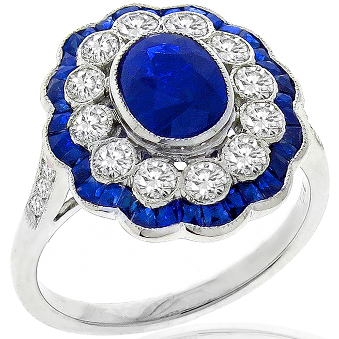 Estate 1.32ct Sapphire 0.88ct Diamond Gold Ring | Israel Rose