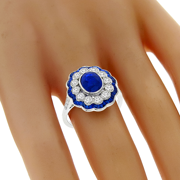 Estate 1.32ct Sapphire 0.88ct Diamond Gold Ring | Israel Rose