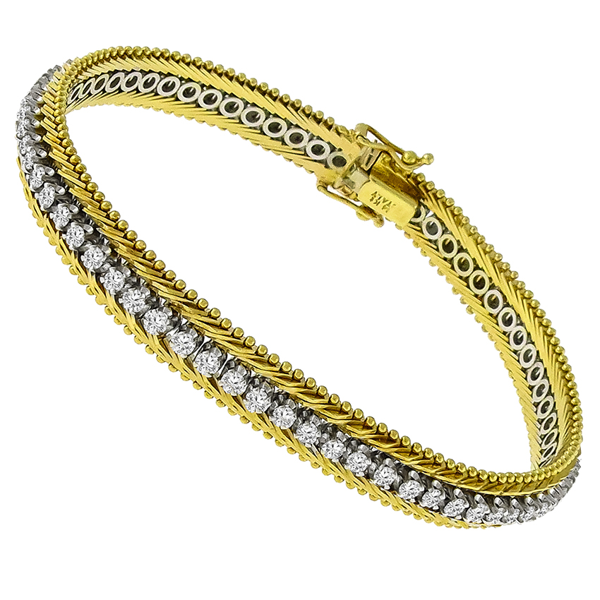 2.70ct Diamond Tennis 2 Tone Gold Bracelet