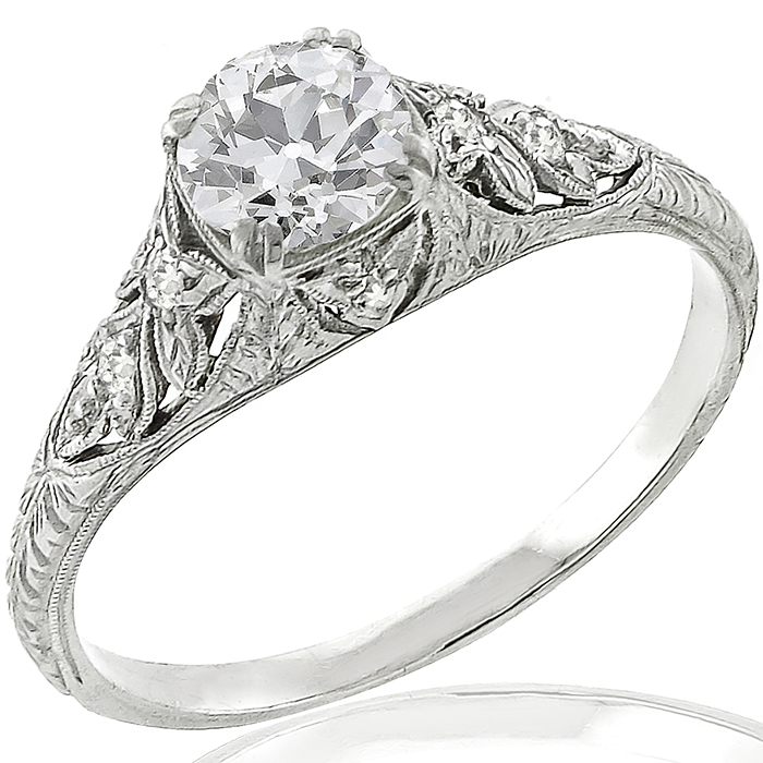 Antique GIA 0.64ct Diamond Engagement Ring