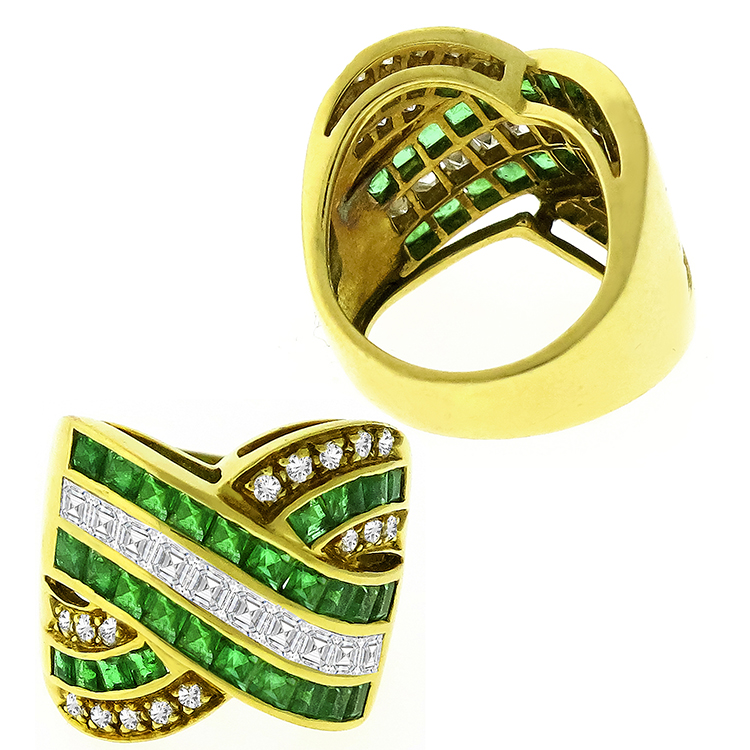 1.85ct Colombian Emerald Diamond Gold Ring