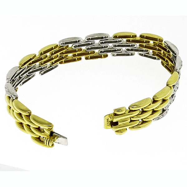 Panther Style 1.00ct Diamond Gold Bracelet