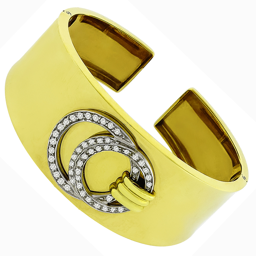 1.50ct Diamond 2 Tone Gold Bangle