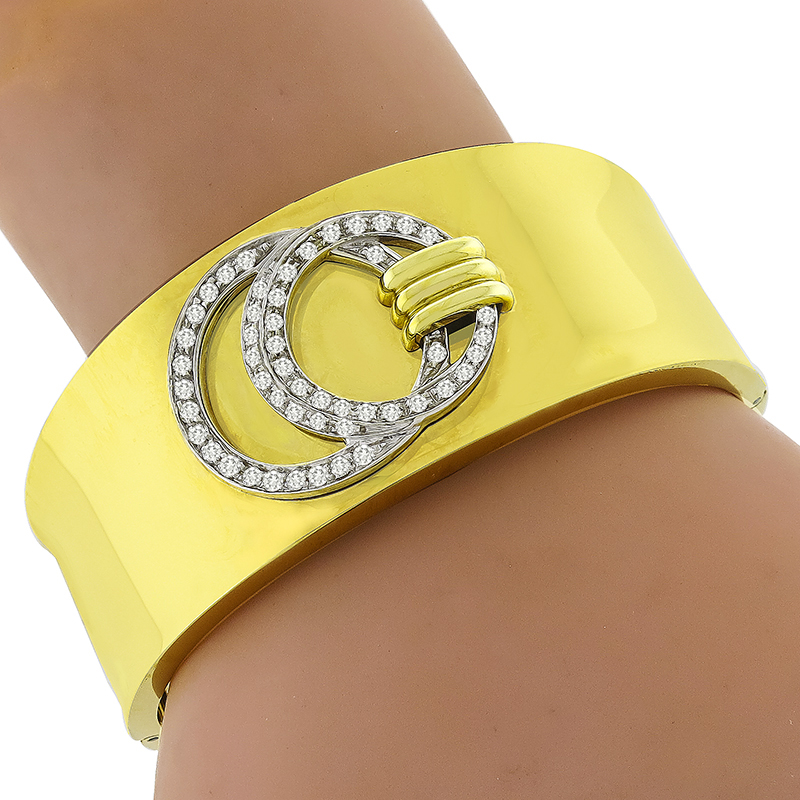 1.50ct Diamond 2 Tone Gold Bangle
