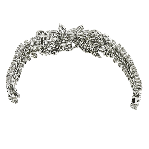 30.00ct Diamond Cluster Gold Floral Bracelet