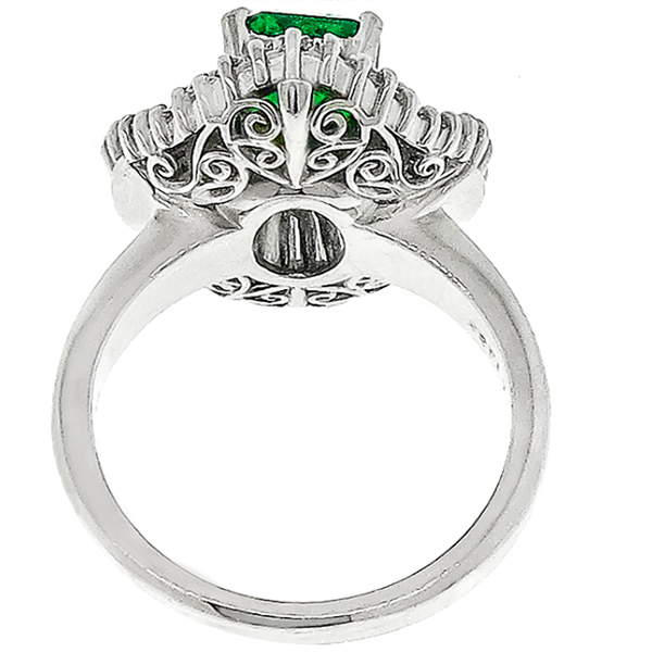 1.38ct Emerald 1.13ct Diamond Ballerina Ring
