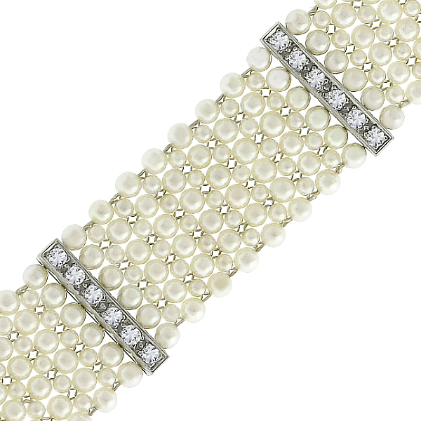 1.80ct Diamond Pearl Platinum Bracelet