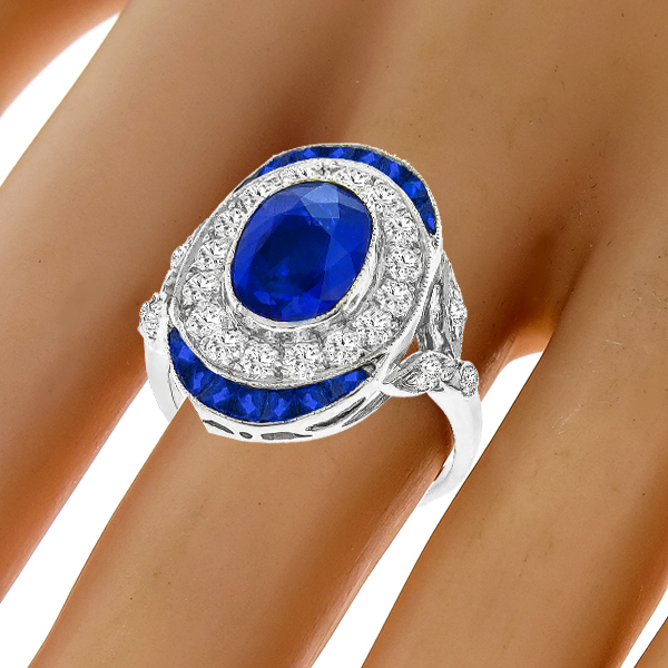 1.96ct Sapphire 0.83ct Diamond Gold Ring