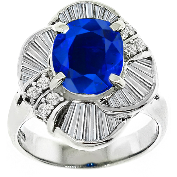 2.41ct Sapphire 1.18ct Diamond Platinum Ring