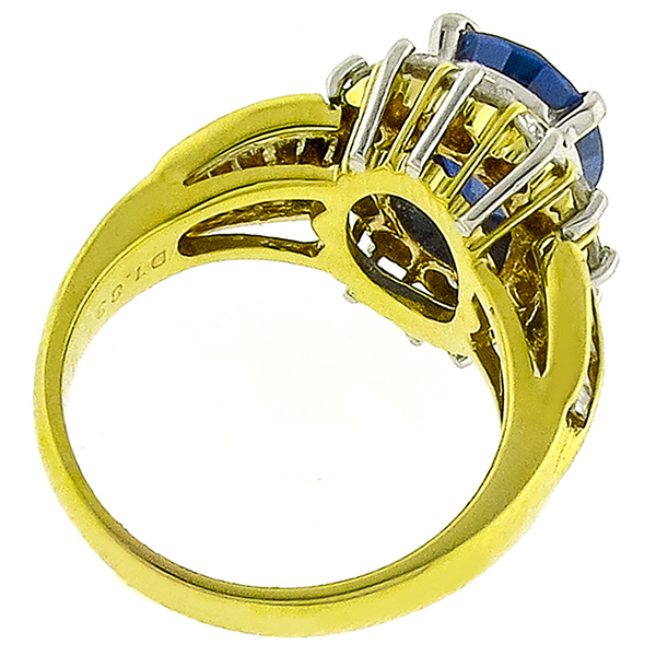 3.46ct Sapphire 1.83ct Diamond Gold Ring 
