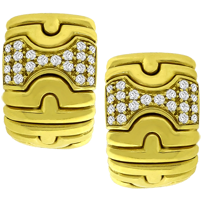 Bulgari 0.88ct Diamond Gold Earrings