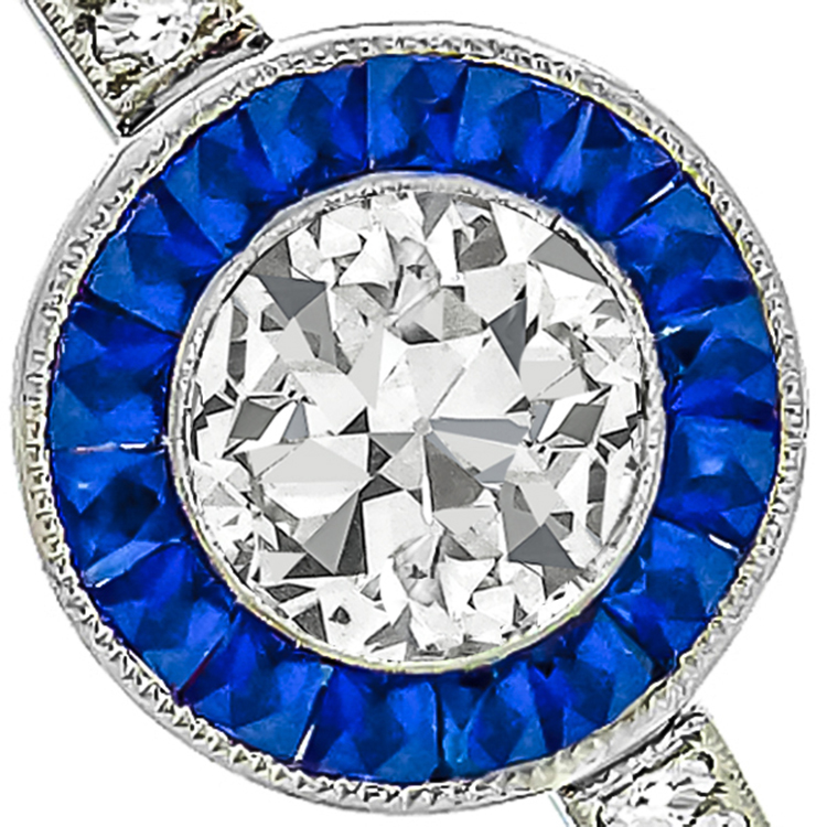 Estate GIA 0.58ct Diamond Sapphire Engagement Ring 