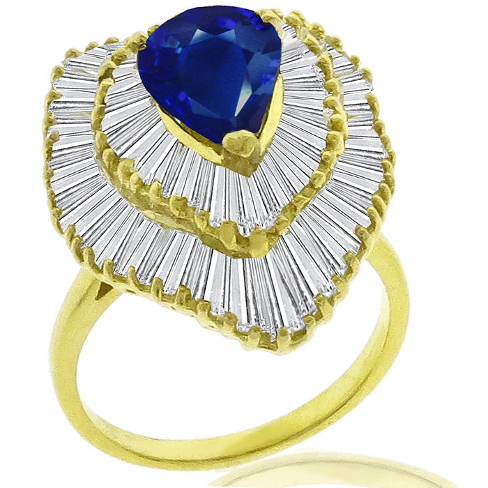 1.92ct Sapphire 2.30ct Diamond Gold Ring