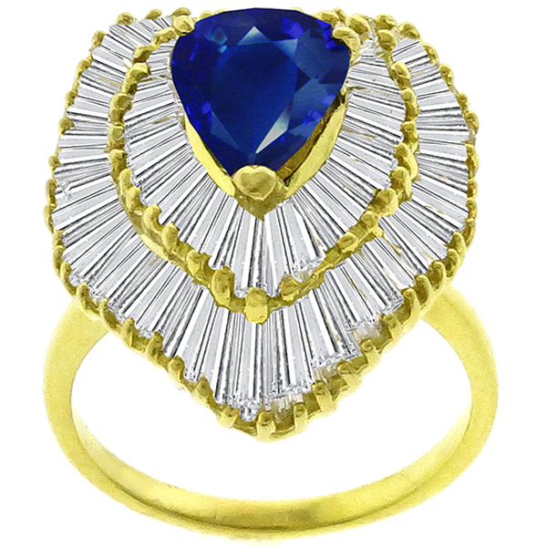 1.92ct Sapphire 2.30ct Diamond Gold Ring