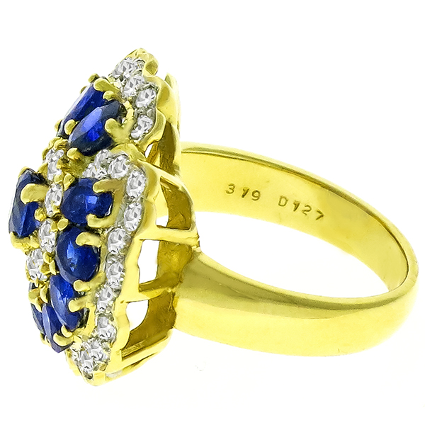 3.19ct Ceylon Sapphire 1.27ct Diamond Gold Cocktail Ring