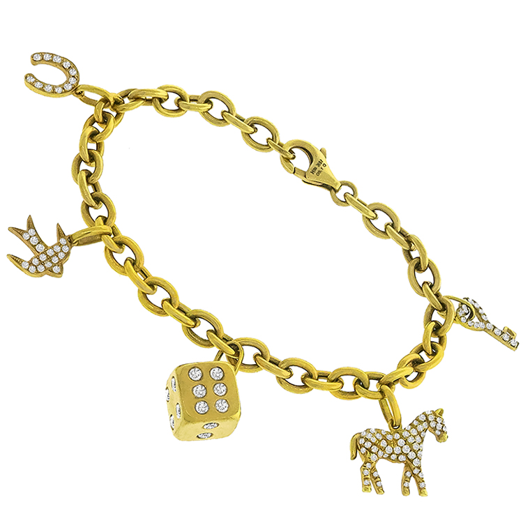 1.60ct Diamond Gold Charm Bracelet
