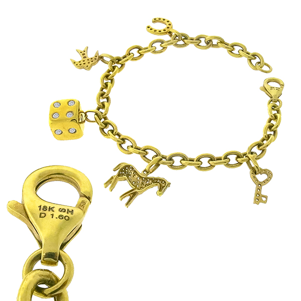 1.60ct Diamond Gold Charm Bracelet