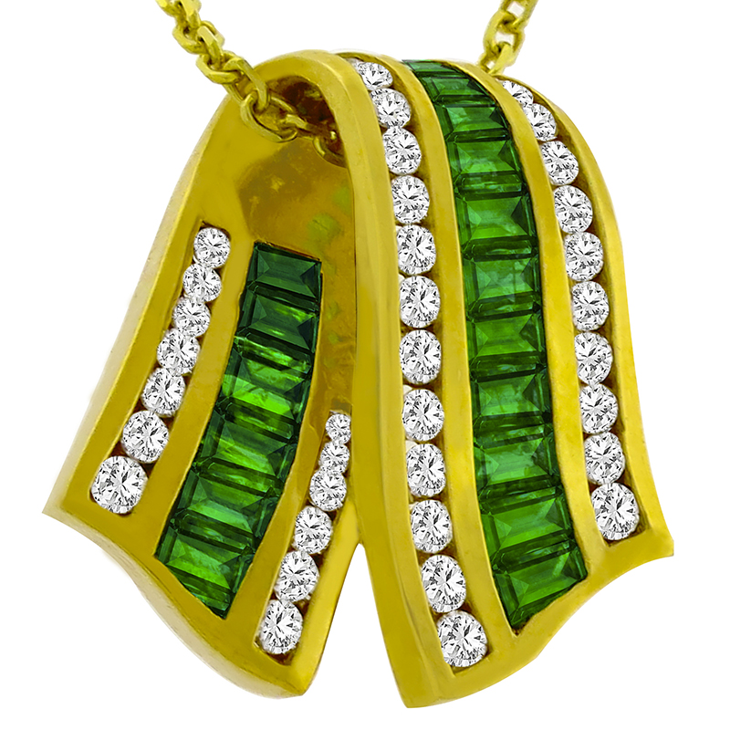Krypell 1.60ct Emerald 1.16ct Diamond Gold Necklace