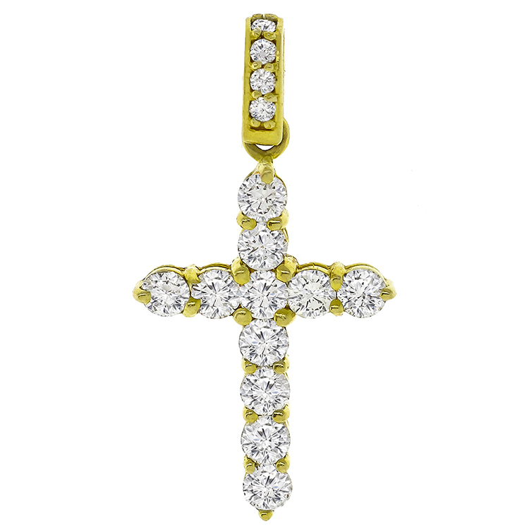 3.30ct Diamond Gold Cross Pendant