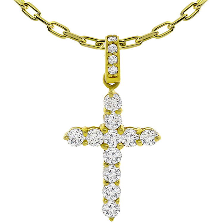3.30ct Diamond Gold Cross Pendant